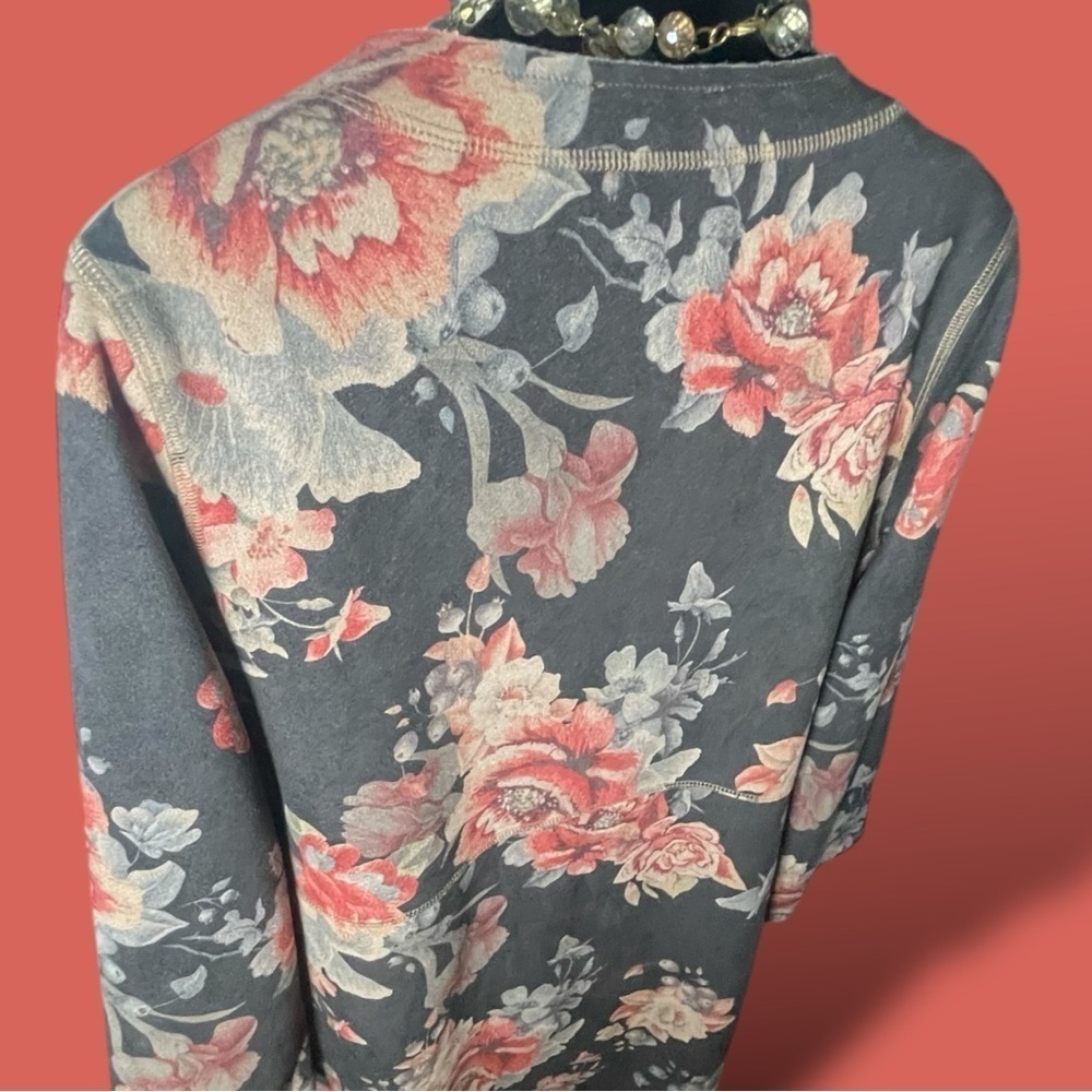 ANTHROPOLOGIE SOLITAIRE LONG FLORAL JACKET SIZE SMALL OR MED Brown Orange - Picture 10 of 16